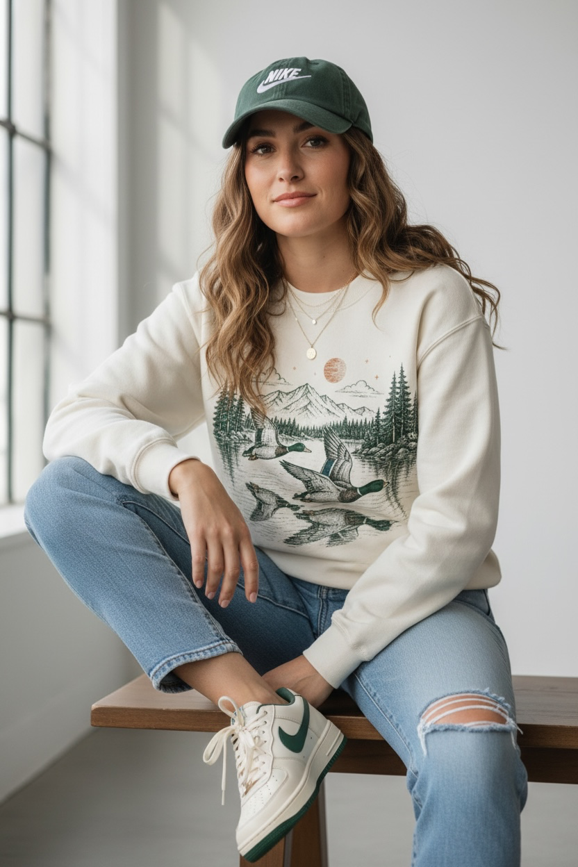 Mallard Scene Comfort Colors Lightweight Swestshirt