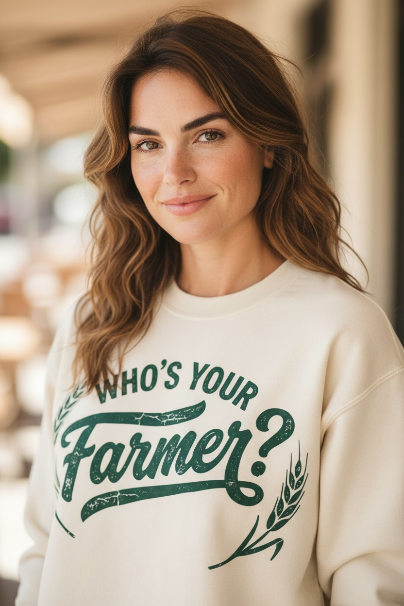 Who’s Your Farmer Comfort Colors Lightweight Sweatshirt – Cream