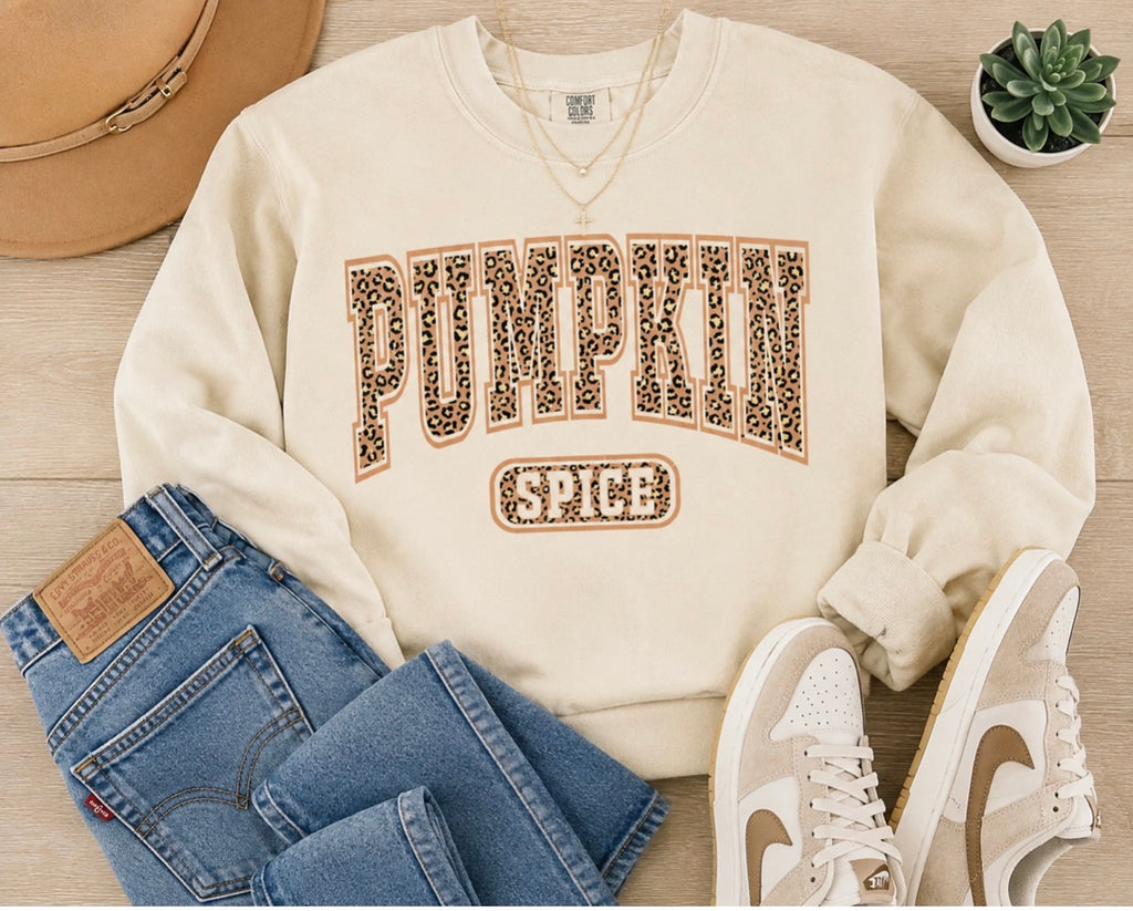 Pumpkin Spice Leopard Print Sweatshirt | Free Shipping