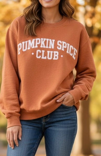 Pumpkin Spice Club Graphic Sweatshirt – Rustic Orange | Free Shipping