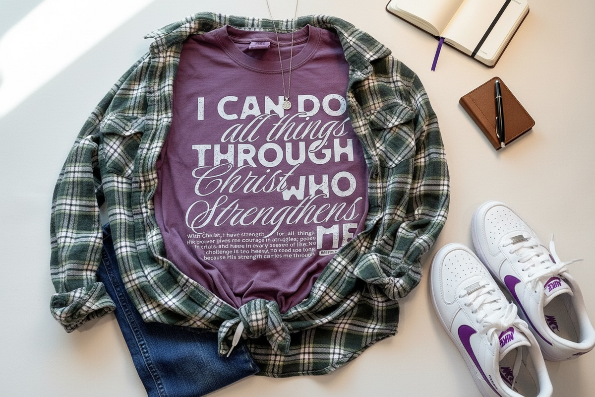 I Can Do All Things Philippians 4:13 Purple Christian T-Shirt