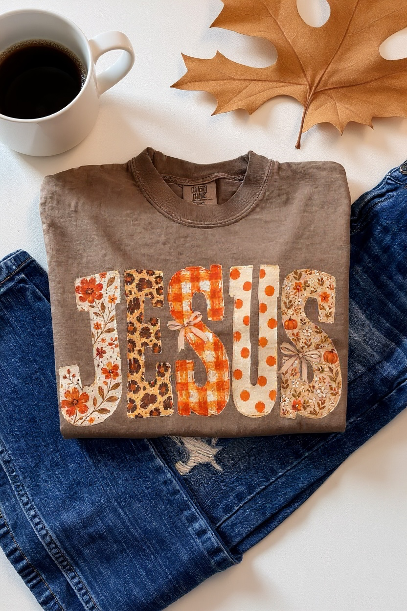 Fall JESUS Christian T-Shirt – Brown Stone Washed Graphic Tee | Free Shipping