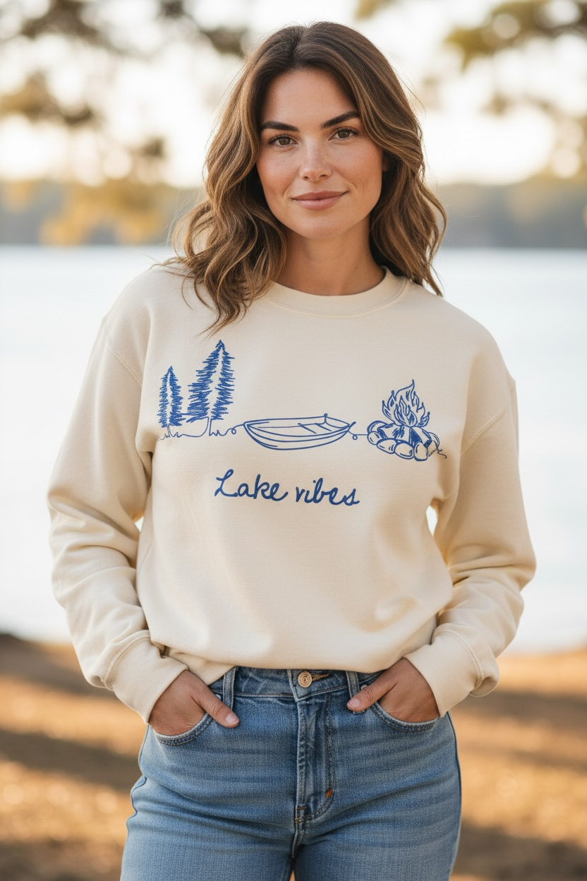 Lake Vibes Comfort Colors Lightweight Sweatshirt