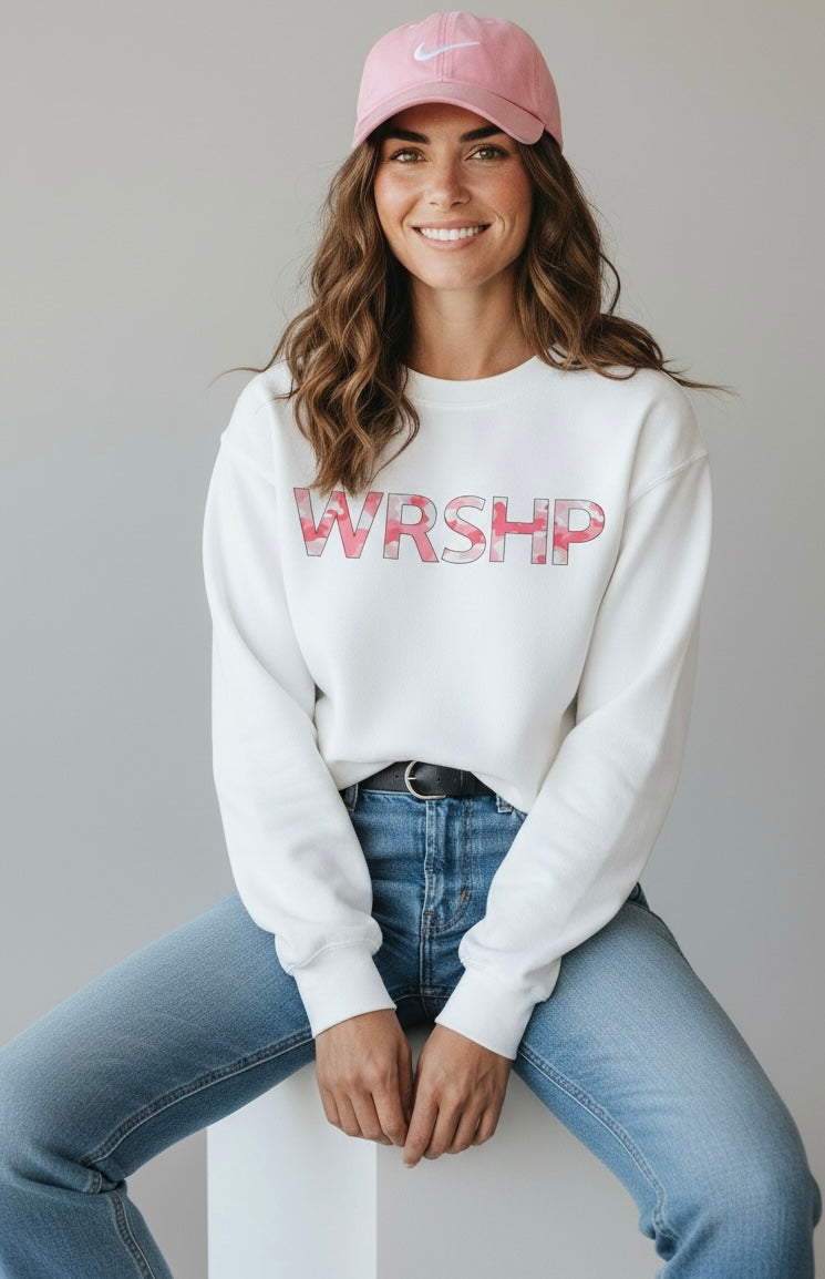 Worship Pink Camo - Comfort Colors @ Lightweight Sweatshirt