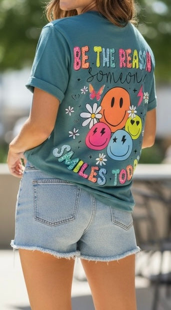 Be the Reason Someone Smiles Today Christian Graphic Tee – Comfort Colors® | Free Shipping