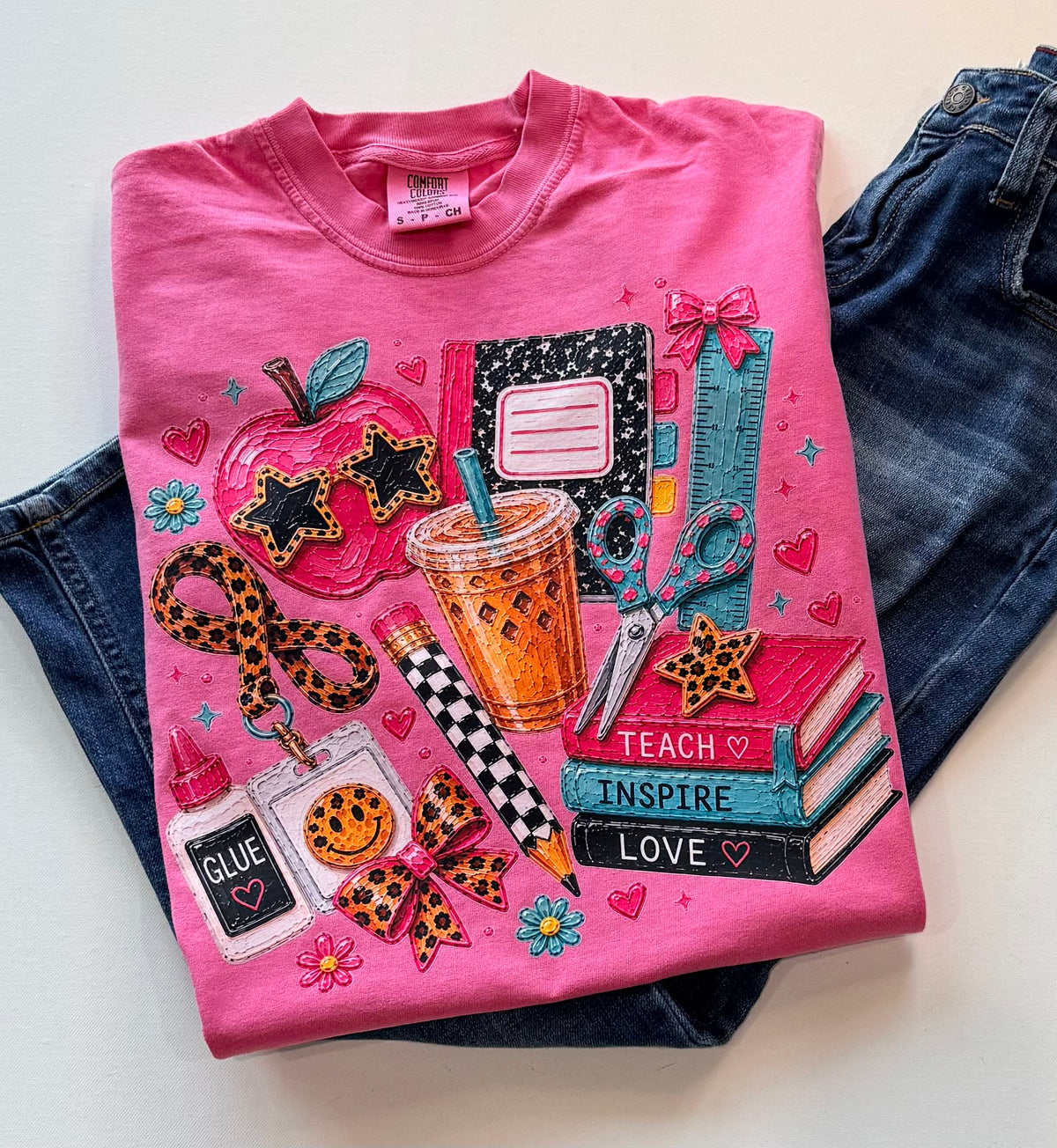 Teacher Life Graphic Tee – Teach Inspire Love Pink T-Shirt | Free Shipping