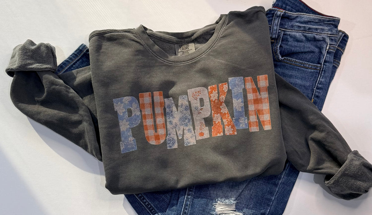 PUMPKIN Fall Graphic Sweatshirt – Gray | Free Shipping