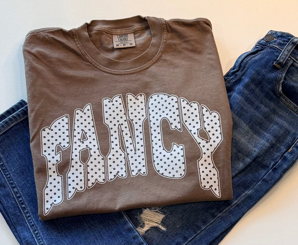 FANCY Polka Dot Graphic T-Shirt – Brown | Free Shipping