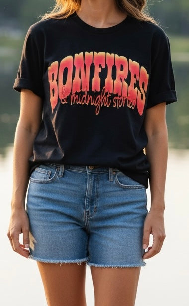 Bonfires & Midnight Stories Graphic T-Shirt – Black | Free Shipping