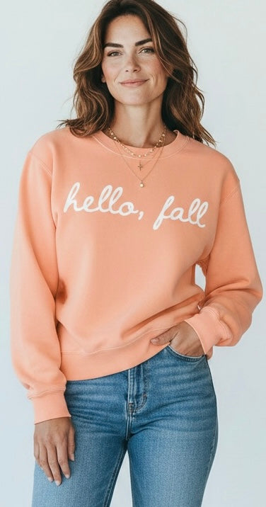 Hello Fall Orange Sweatshirt | Free Shipping