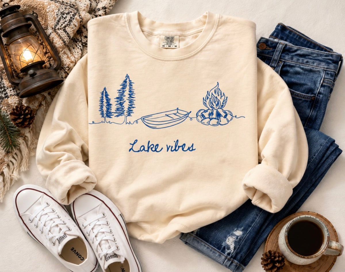 Lake Vibes Comfort Colors Lightweight Sweatshirt