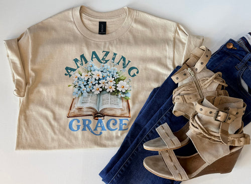Amazing Grace Christian T-Shirt | Floral Bible Graphic Tee | Hip & Holy