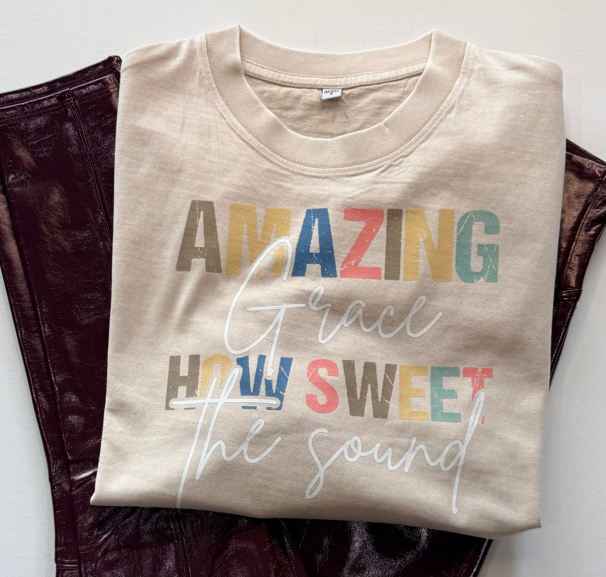 Amazing Grace Graphic Tee – Oversized Acid Wash Christian T-Shirt with Free Shipping