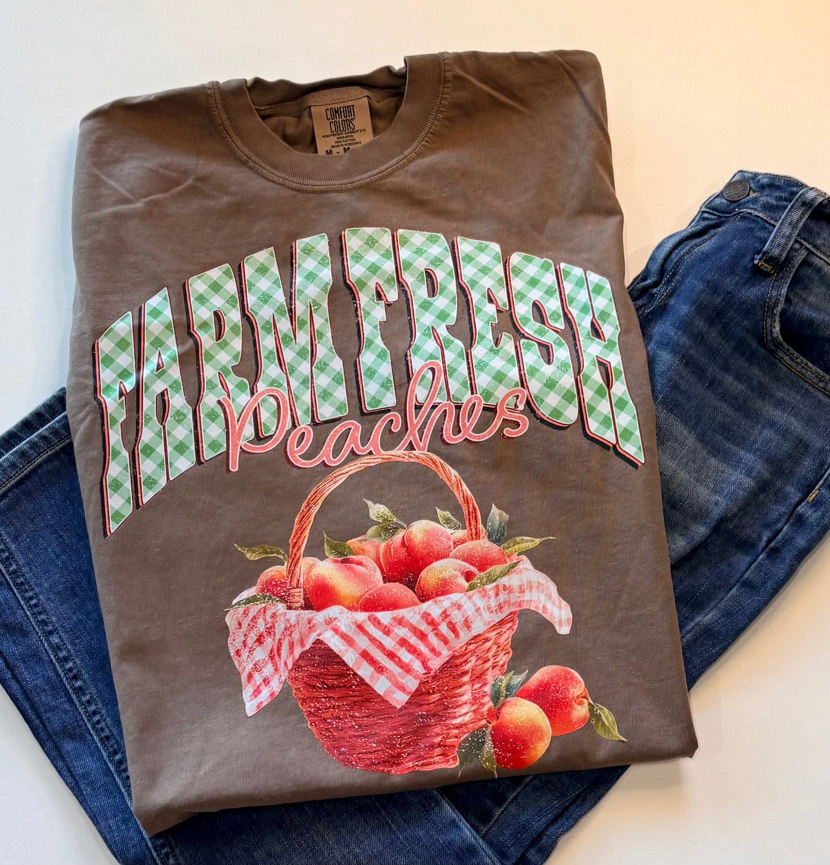 Farm Fresh Peaches Graphic T-Shirt – Brown | Free Shipping