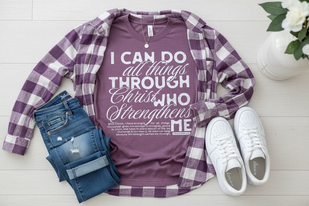 I Can Do All Things Philippians 4:13 Purple Christian T-Shirt