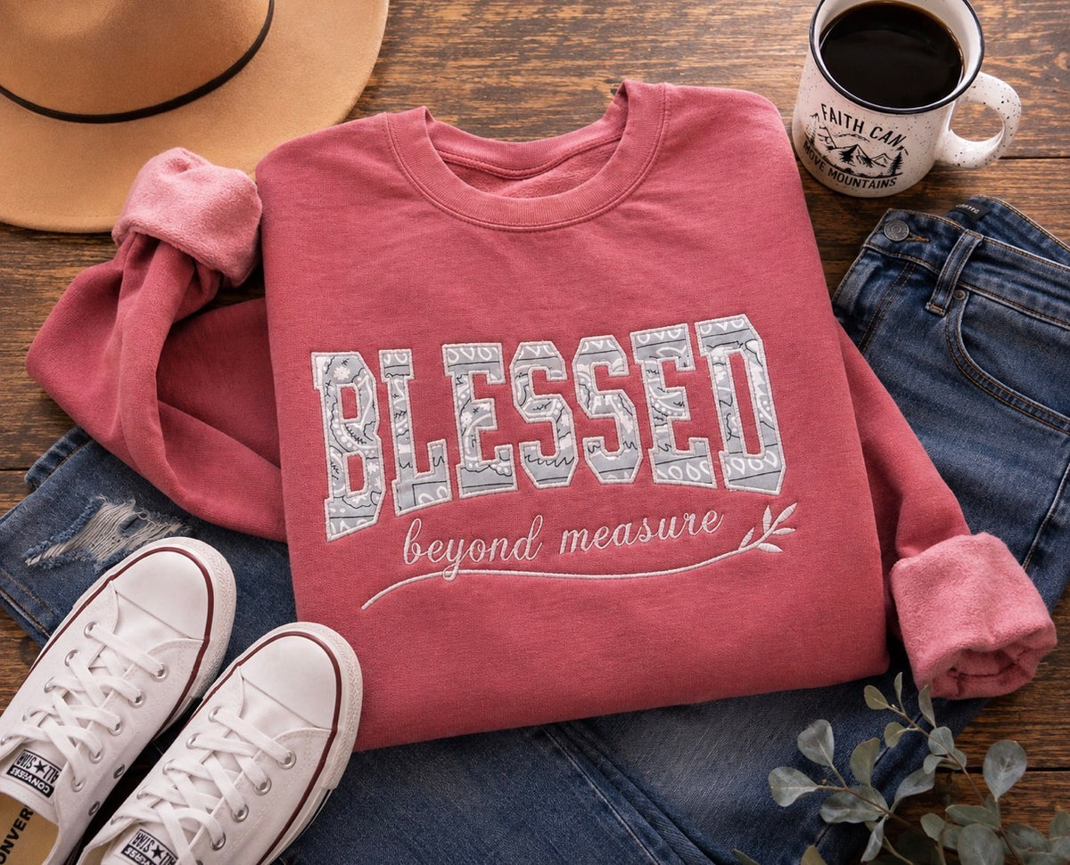 Blessed Beyond Measure Christian Sweatshirt – Mauve | Free Shipping