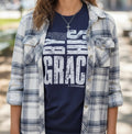By His Grace Christian Graphic Tee – Navy Comfort Colors® | Free Shipping