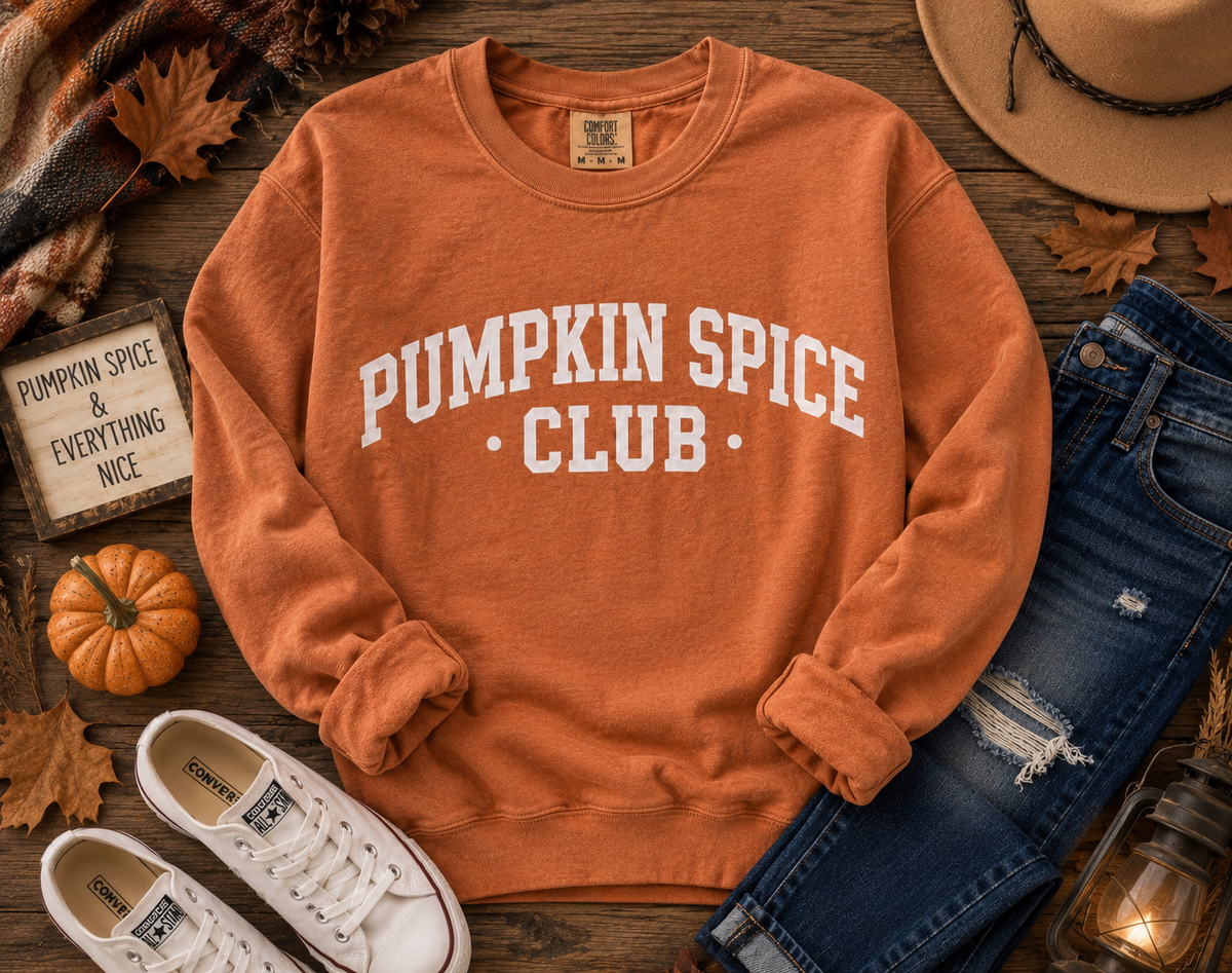 Pumpkin Spice Club Graphic Sweatshirt – Rustic Orange | Free Shipping