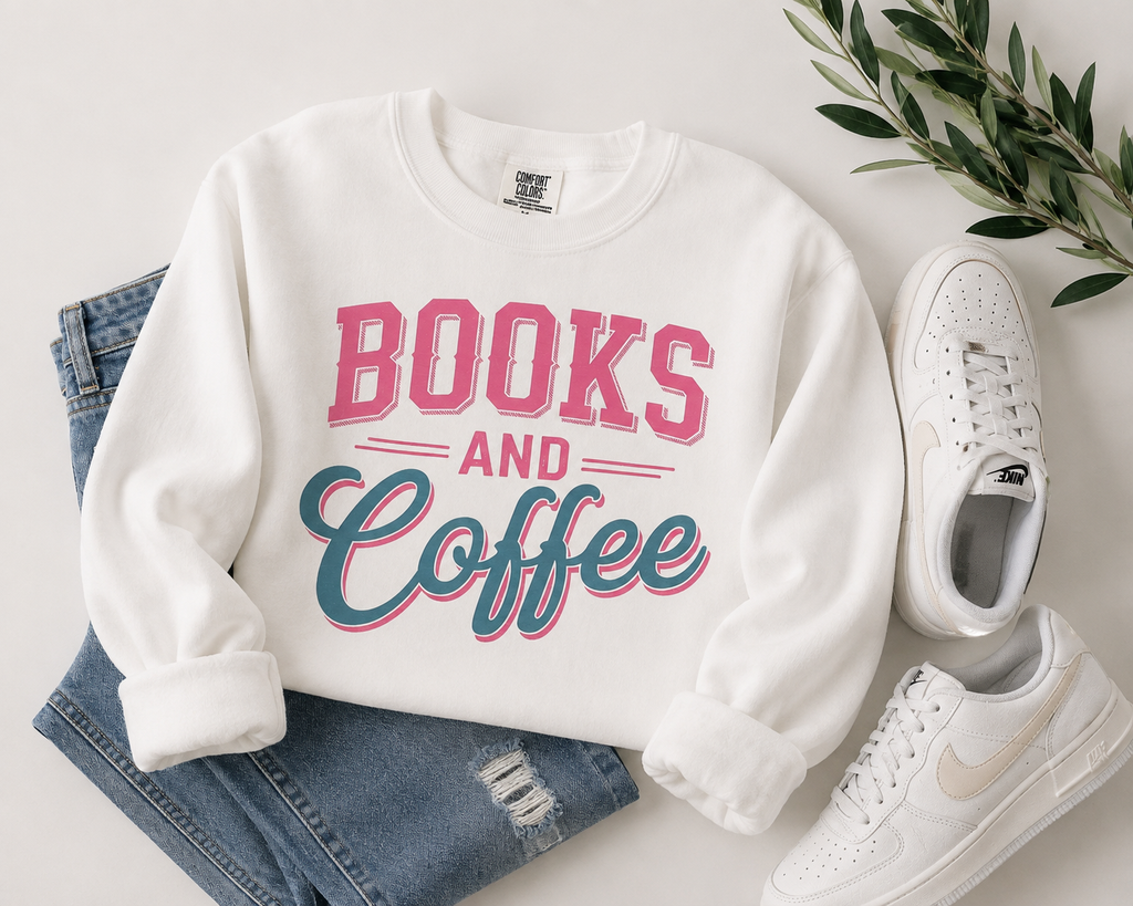 Books & Coffee Comfort Colors® Lightweight Sweatshirt | Free Shipping