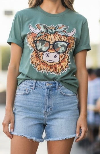 Camo Cow Comfort Colors® Graphic T-Shirt – Trendy Western Tee | Free Shipping