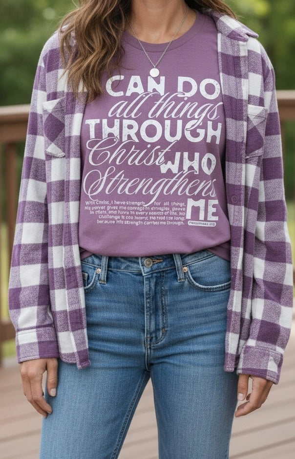 I Can Do All Things Philippians 4:13 Purple Christian T-Shirt