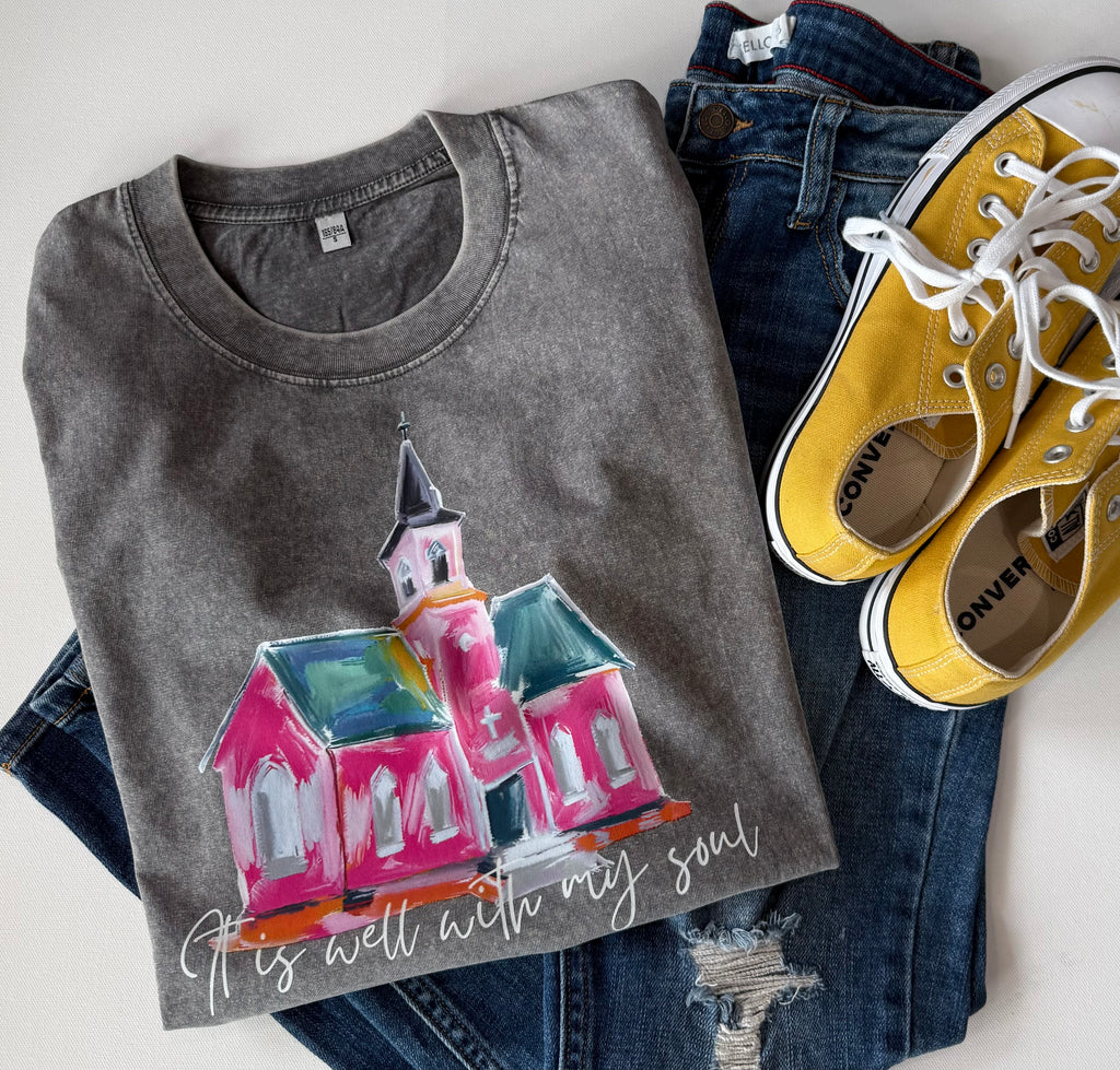 It Is Well With My Soul - Oversized Acid Washed Tee - Free Shipping