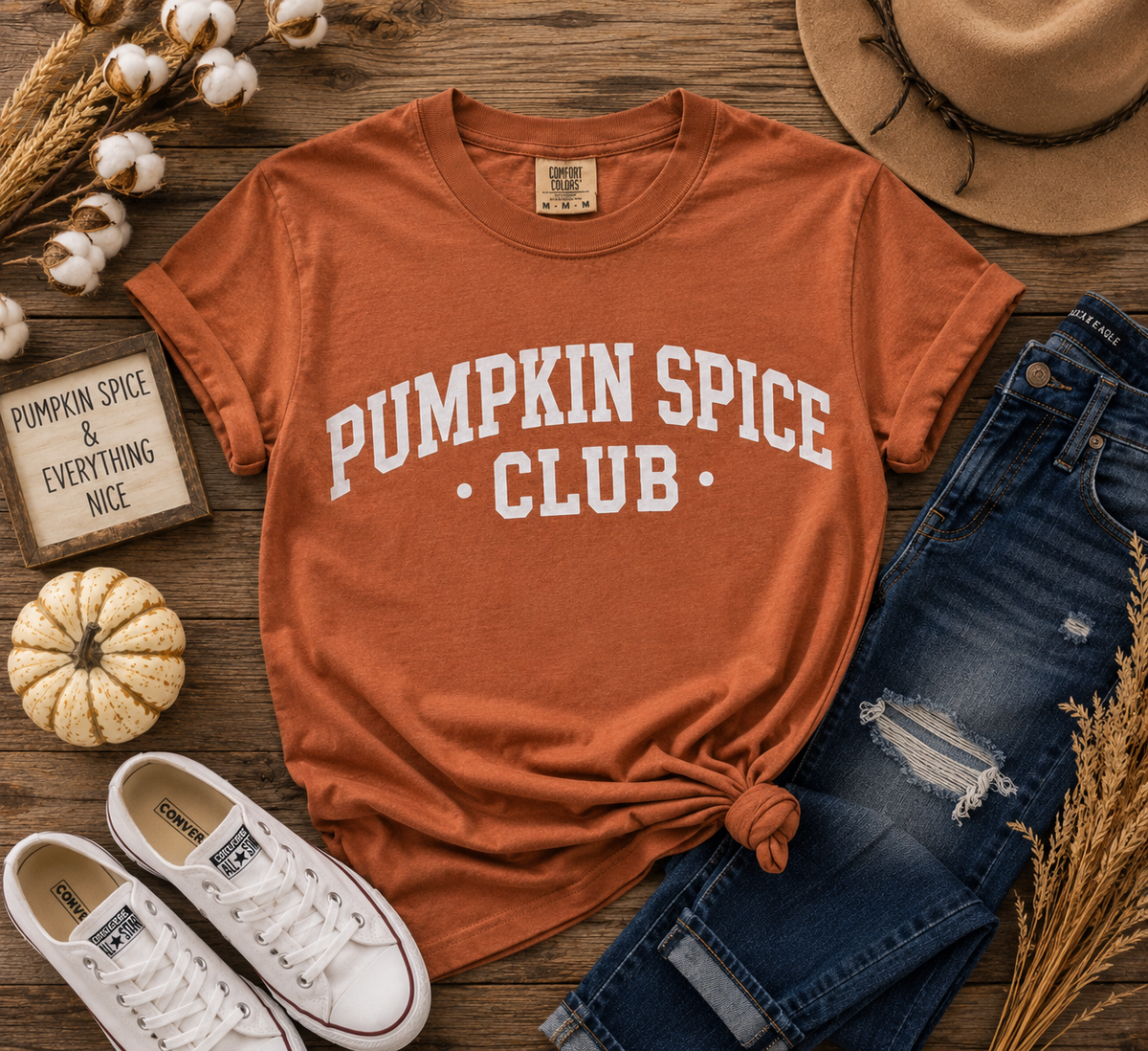Pumpkin Spice Club Graphic T-Shirt – Rustic Orange | Free Shipping