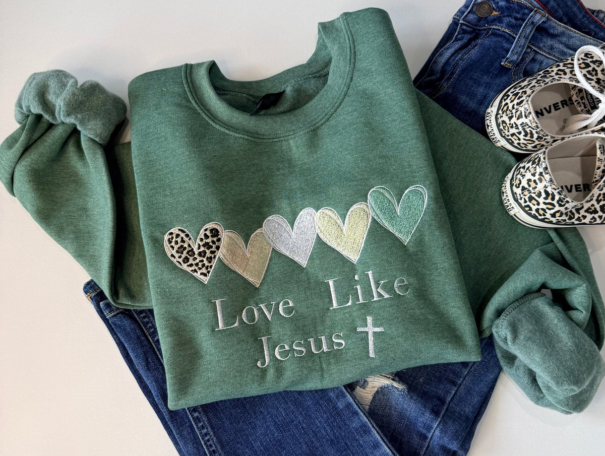 Love Like Jesus Embroidered Sweatshirt - Free shipping