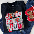 Jesus Loves You Acid Washed Tee - Free Shipping