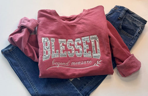 Blessed Beyond Measure Christian Sweatshirt – Mauve | Free Shipping